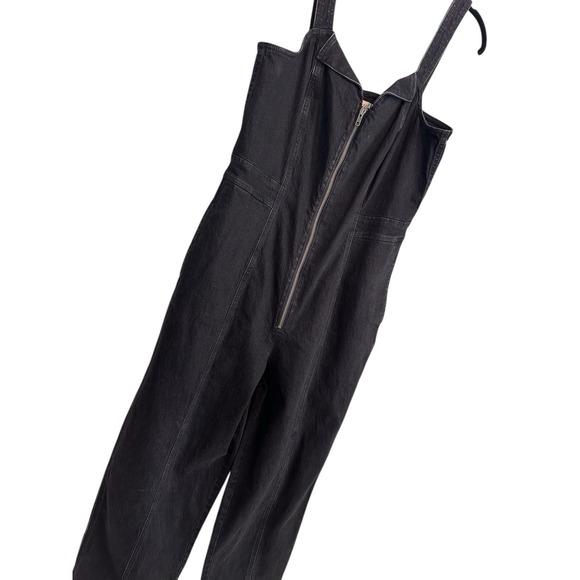 Madewell Black Denim Zip-Front Sleeveless Jumpsuit with Structured Front Size 14 - Picture 4 of 9